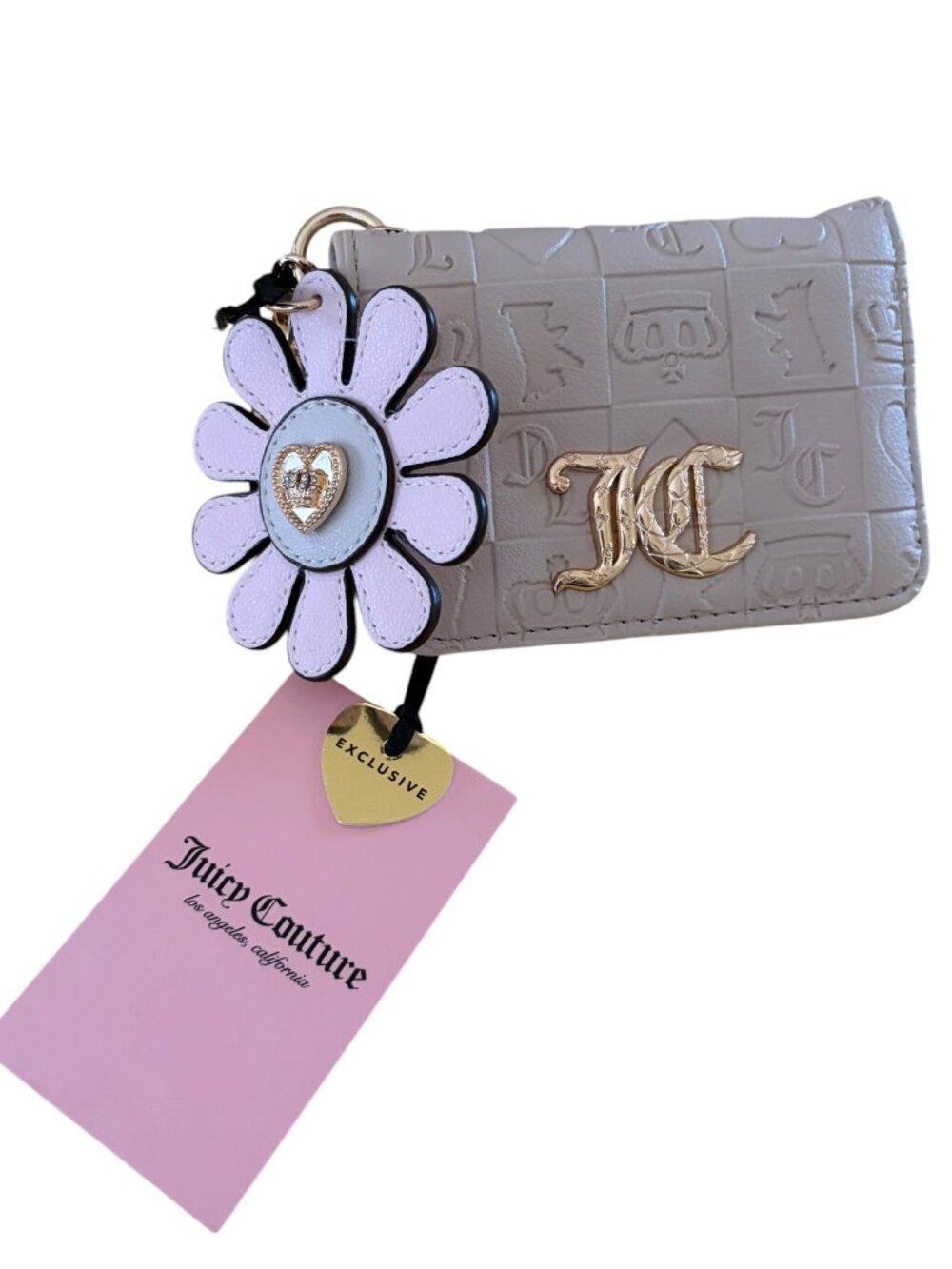 Juicy Couture Exclusive Collection Sandstone Mini Wallet w/Logo Spellout